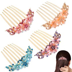 4 PCS Flower Floral Hair Combs Bridal Wedding Hair Side Combs Hair Accessories for Women