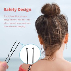 100PCS U Shaped Hair Pins, 2.4 inch Hair Pins for Buns Ballet Bun Hair Pins for Women with Storage Box