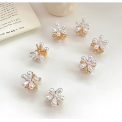 10 Pcs Small Pearl Hair Clips, Mini Pearl Claw Clips with Flower Design, Hair Accessories for Women Girls