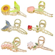 6 Pcs Flower Metal Hair Claw Clips Nonslip Hair Barrettes Hair Clamps for Woman and Girls 